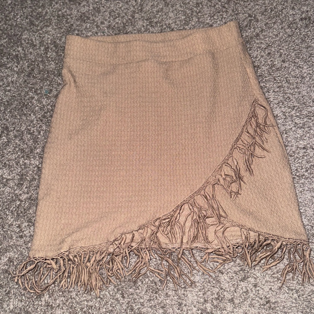 Tan Fringe skirt
